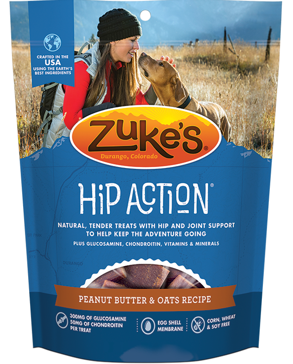 Zukes Hip Action Peanut Butter and Oats Dog Treats with Glucosamine and Chondroitin