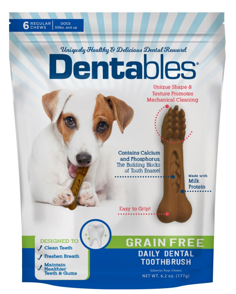 Dentables Grain Free Regular Daily Dental Toothbrush Dog Treats