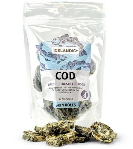 <b>Icelandic+ </b> Cod Skin Rolls Dog Treat - 3 Oz <br></br>