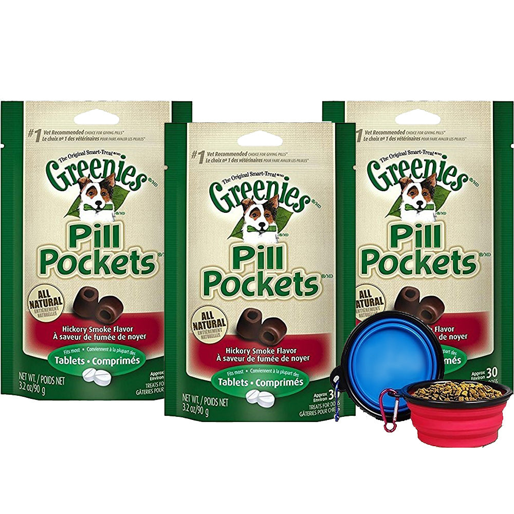 <b>Greenies</b> Pill Pockets Treats for Dogs Hickory Smoke Flavor Tablets -3.2 Oz - 3 Pack