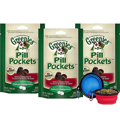 <b>Greenies</b> Pill Pockets Treats for Dogs Hickory Smoke Flavor Tablets -3.2 Oz - 3 Pack