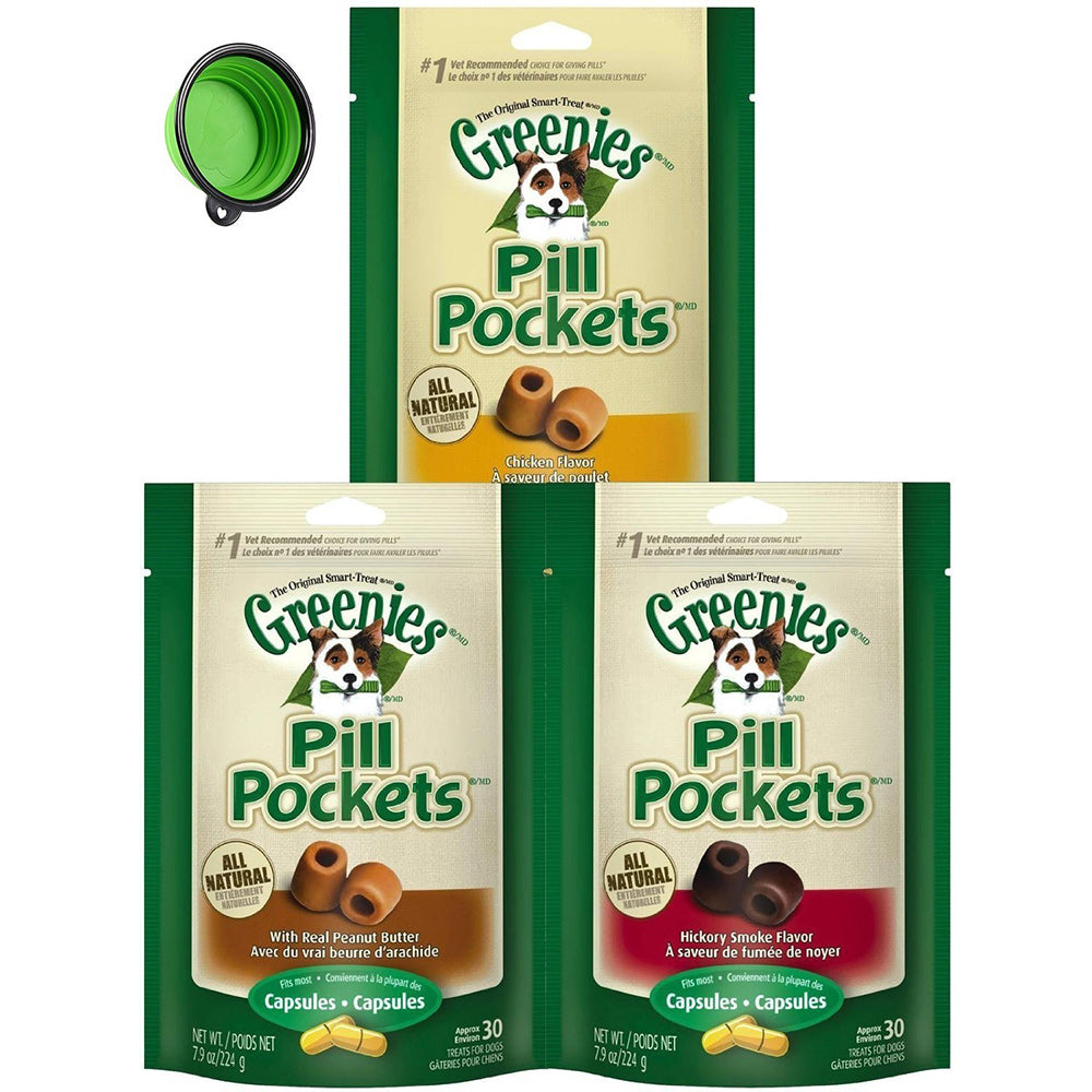 <b>Greenies</b> Pill Pockets Treats for Dogs Tablets Variety Flavors Capsules 7.9 Oz - 3 Pack