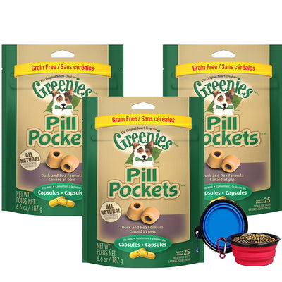 <b>Greenies</b> Pill Pockets Treats for Dogs Duck & Pea Flavor Capsules- 6.5 Oz - 3 Pack