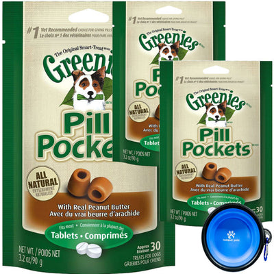 <b>Greenies</b> Pill Pockets Treats for Dogs Peanut Butter Flavor Tablets 3.2 Oz - 3 Pack