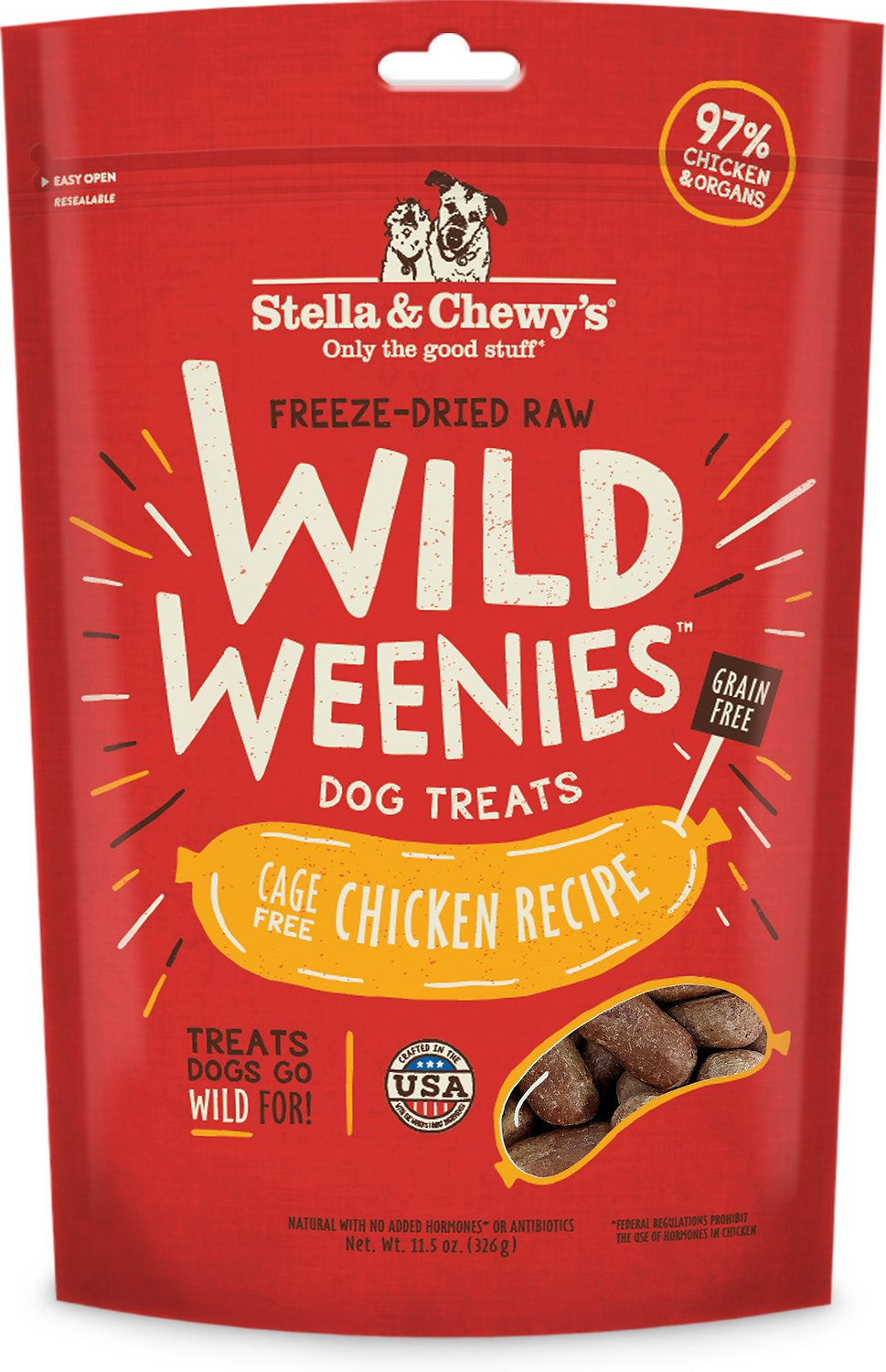 <b> Stella & Chewy's</b> Chicken Wild Weenies Freeze Dried Raw Dog Treats