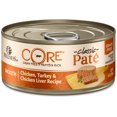 Wellness CORE Grain Free Natural Chicken, Turkey and Chicken Liver Smooth Pate Wet Canned Cat Food