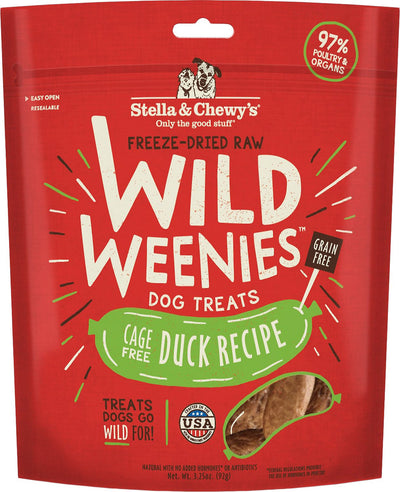 <b> Stella & Chewy's</b> Duck Wild Weenies Freeze Dried Raw Dog Treats, 3.25 Oz Bag