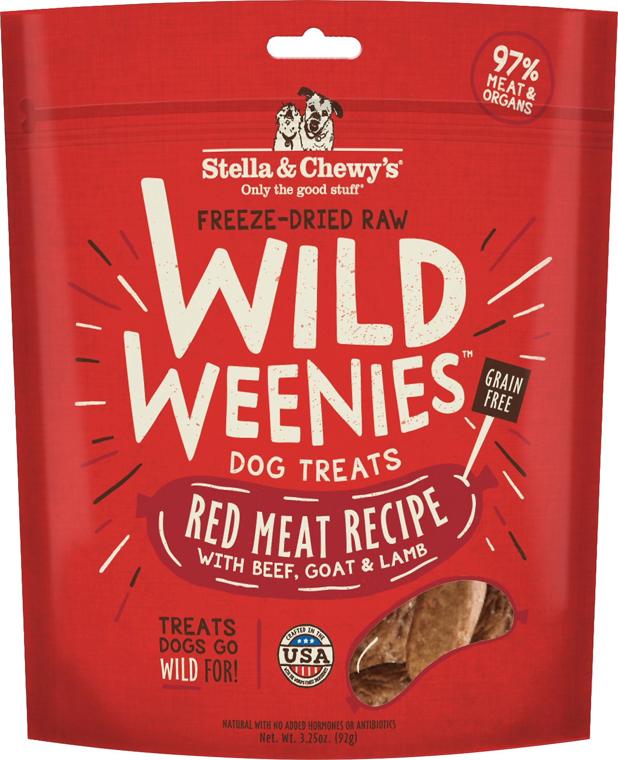 <b> Stella & Chewy's</b> Red Meat Wild Weenies Freeze Dried Raw Dog Treats, 3.25 Oz Bag