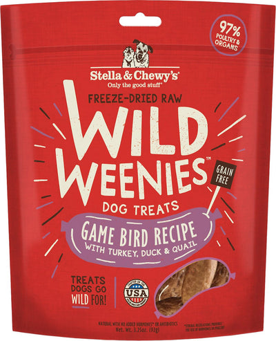 <b> Stella & Chewy's</b> Game Bird Wild Weenies Freeze Dried Raw Dog Treats, 3.25 Oz Bag