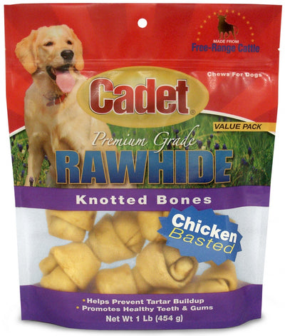 Cadet Rawhide Chicken Flavor Knotted for Dogs
