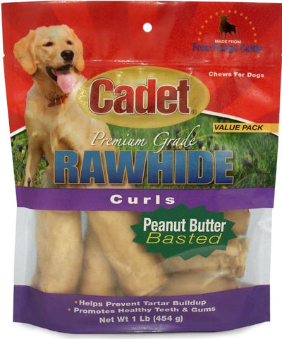 Cadet Rawhide Peanut Butter Flavor Curls for Dogs