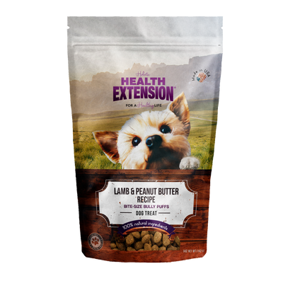 Health Extension Bully Puffs Lamb and Peanut Butter Dog Treats