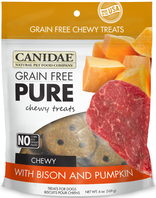 Canidae Grain Free PURE Chewy Treats with Bison and Pumpkin Dog Treats