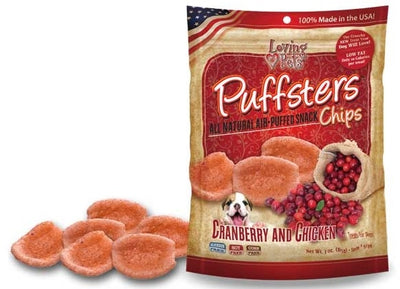 Loving Pets Puffsters Chips Cranberry and Chicken Air Puffed Dog Treats