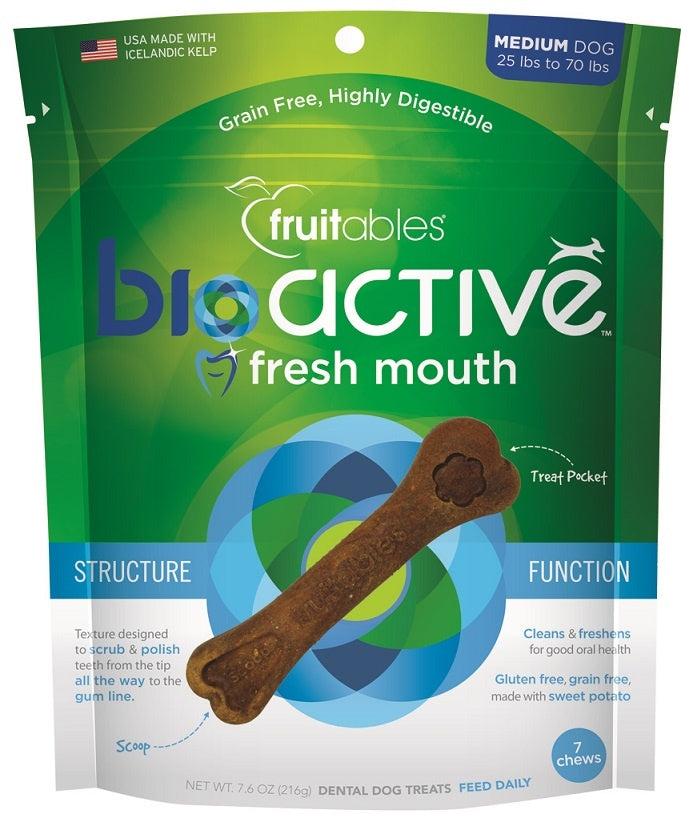 Fruitables BioActive Fresh Mouth Grain Free Dental Chews for Dogs