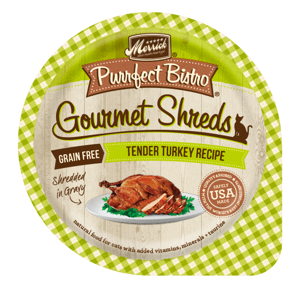 Merrick Purrfect Bistro Gourmet Shreds Grain Free Tender Turkey Recipe Cat Food Tray