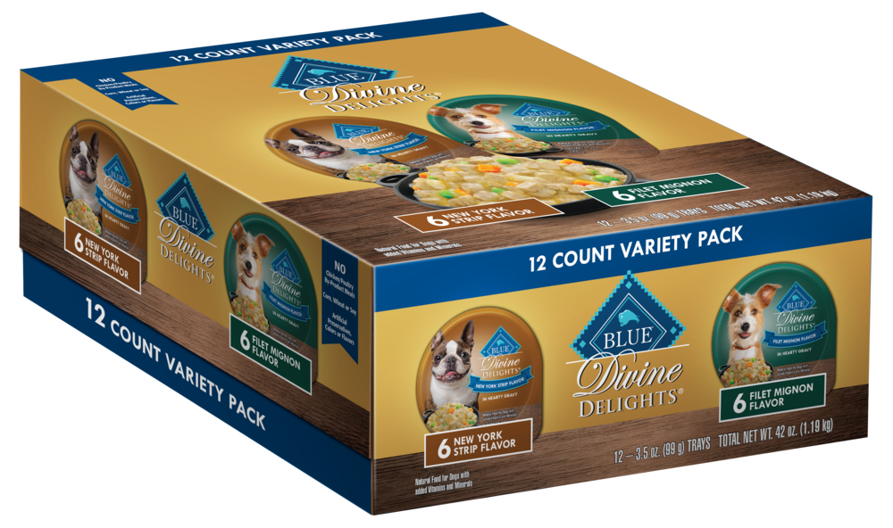Blue Buffalo Divine Delights Small Breed Filet Mignon and NY Strip Variety Pack Dog Food Cup