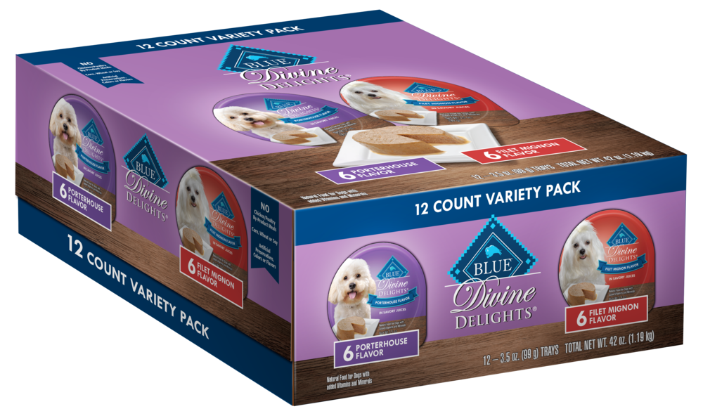 Blue Buffalo Divine Delights Small Breed Filet Mignon and Porterhouse Pate Variety Pack Dog Food Cup
