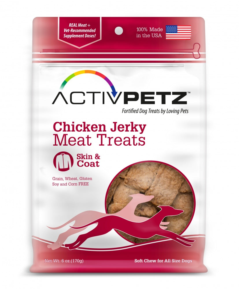 Loving Pets AcitvPetz Grain Free Chicken Jerky Skin and Coat Health Dog Treats