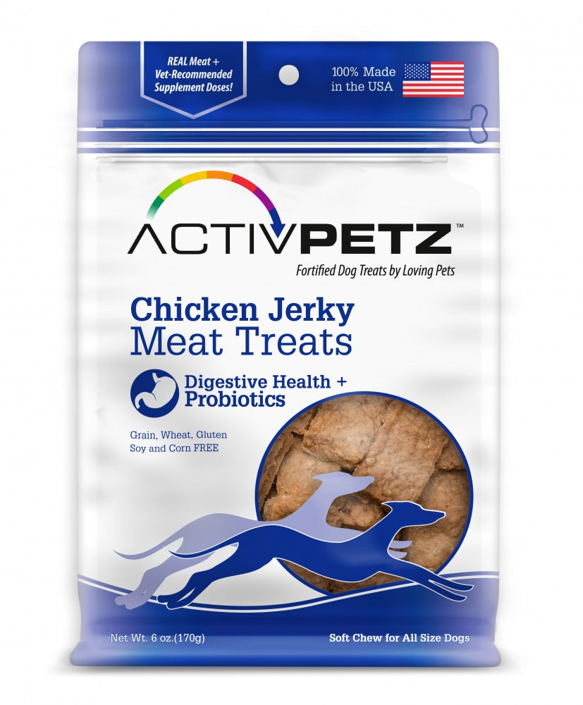 Loving Pets AcitvPetz Grain Free Chicken Jerky Digestive Health and Probiotics Dog Treats