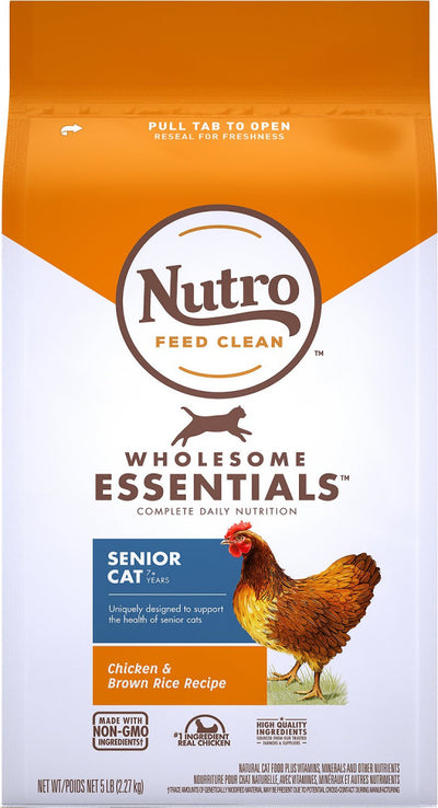Nutro Wholesome Essentials Indoor Senior Farm Raised Chicken and Brown Rice Dry Cat Food