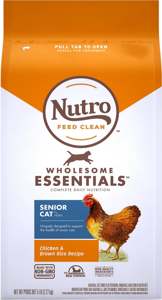 Nutro Wholesome Essentials Indoor Senior Farm Raised Chicken and Brown Rice Dry Cat Food