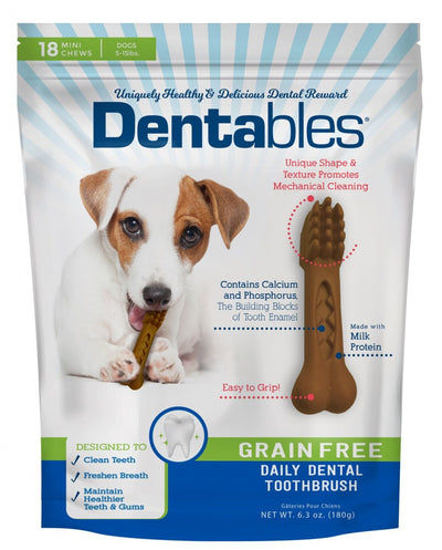 Dentables Grain Free Mini Daily Dental Toothbrush Dog Treats