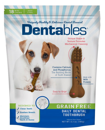 Dentables Grain Free Mini Daily Dental Toothbrush Dog Treats