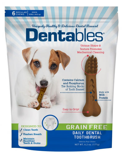 Dentables Grain Free Regular Daily Dental Toothbrush Dog Treats