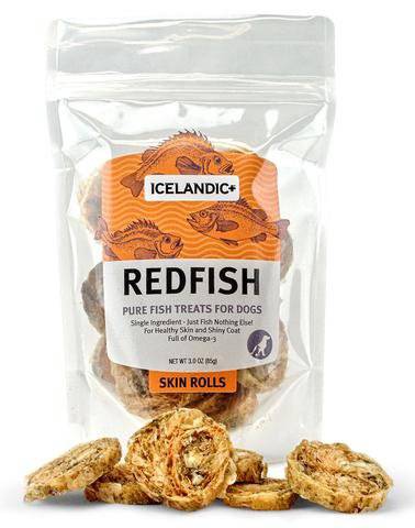 <b>Icelandic+ </b> Redfish Skin Rolls Dog Treats- 3-Oz <br></br>