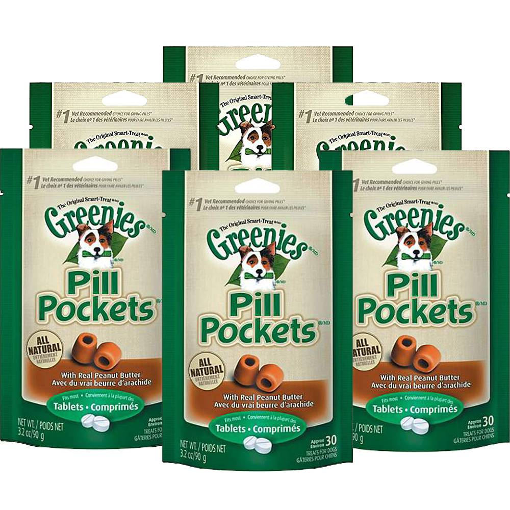 <b>Greenies</b> Pill Pockets Treats for Dogs Peanut Butter Tablets- <br>3.2 oz-6 Pack