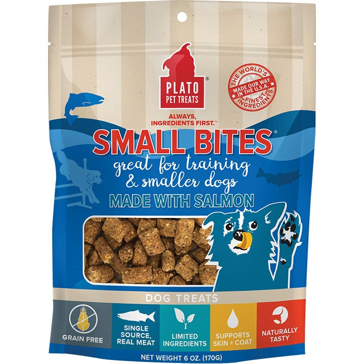 <b>Plato</b> Small Bites Salmon Dog Treats - 6 Oz Bag