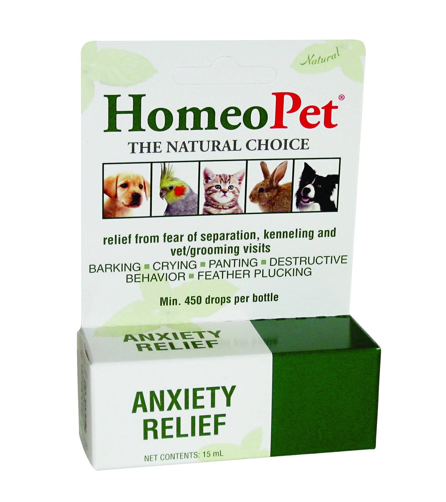 HomeoPet Anxiety Relief Supplement for Dogs,Cats,Small Animals & Birds - 450 Drops