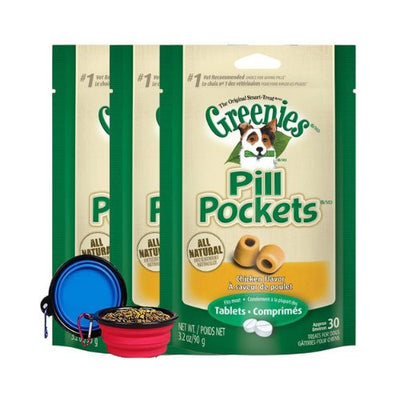 <b>Greenies</b> Pill Pockets Treats for Dogs Chicken Flavor Tablets -  <br> 3.2 Oz 3 Pack