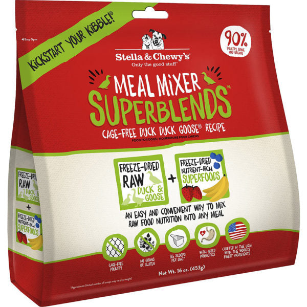 <b>Stella & Chewy's</b> Freeze Dried Raw Cage-Free Duck Duck Goose Meal Mixer SuperBlends Grain Free Dog Food Topper